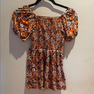 Floral Smocked Dress with Puff Sleeves